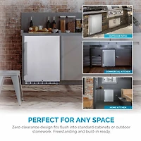 Newair 24" 5.3 Cu. Ft. Commercial Stainless Steel Built-in Beverage Refrigerator, Steel Interior, Weatherproof and Outdoor Rated