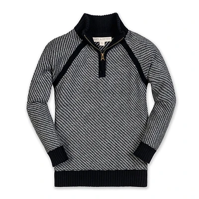 Hope & Henry Boys Organic Long Sleeve Half Zip Raglan Contrast Sweater