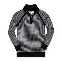 Hope & Henry Boys Organic Long Sleeve Half Zip Raglan Contrast Sweater