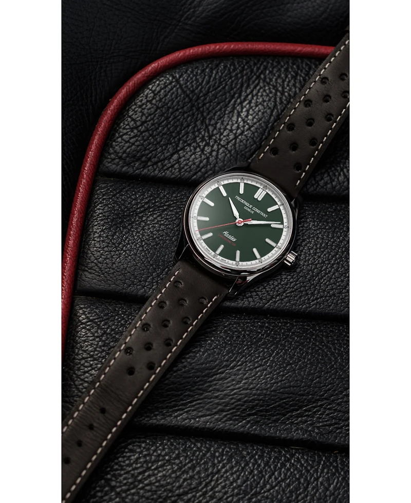 Frederique Constant Men's Swiss Automatic Vintage Rally Healy Cosc Brown Leather Strap Watch 40mm - Limited Edition Box Set