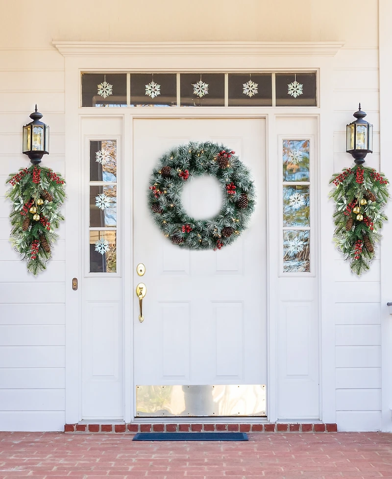 Glitzhome 26" H Berry, Pinecone and Bell Teardrop