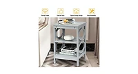 2 Pieces 3-tier Nightstand Sofa Side End Accent Table Storage Display Shelf
