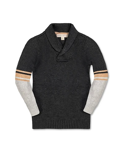 Hope & Henry Baby Boys Long Sleeve Striped Shawl Collar Sweater