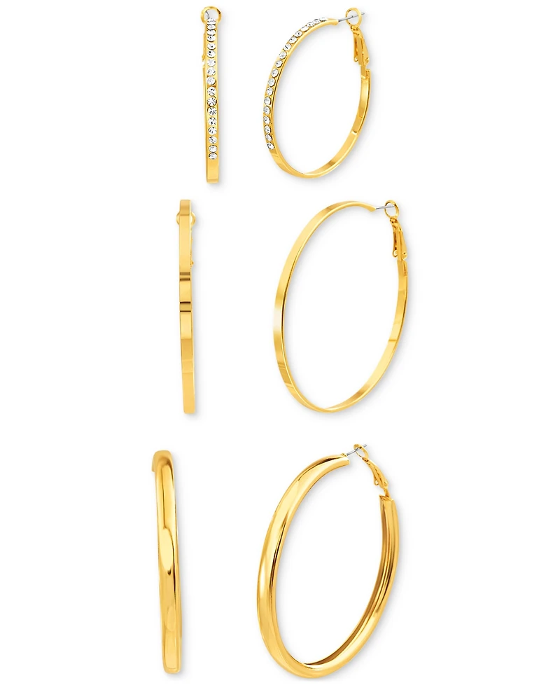 kensie Gold-Tone 3-Pc. Set Hoop Earrings