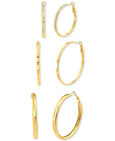 kensie Gold-Tone 3-Pc. Set Hoop Earrings