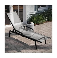 Emma+Oliver Braelin Textilene Adjustable 5 Position Patio Chaise Lounge With Armrests And Metal Frame