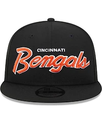 Men's New Era Black Cincinnati Bengals Main Script 9FIFTY Snapback Hat