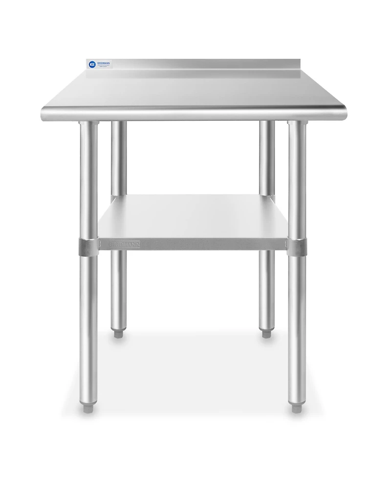 Gridmann x 24 Inch Stainless Steel Table w/ Backsplash and Undershelf