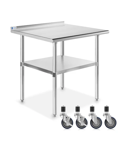 Gridmann x 24 Inch Stainless Steel Table w/ Backsplash & 4 Casters