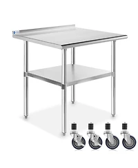Gridmann x 24 Inch Stainless Steel Table w/ Backsplash & 4 Casters