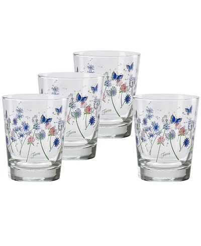 Fiesta Breezy Floral 15-Ounce Tapered Double Old Fashioned (Dof) Glass, Set of 4