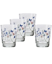 Fiesta Breezy Floral 15-Ounce Tapered Double Old Fashioned (Dof) Glass, Set of 4
