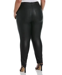 Ella Rafaella Plus Size 5-Pocket Coated Twill Pants
