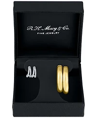 2-Pc. Set Diamond & Polished Small Hoop Earrings in Sterling Silver & 14k Gold-Plate