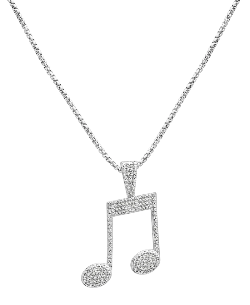 Men's Diamond Pave Music Note 22" Pendant Necklace (1/4 ct. t.w.) in Sterling Silver