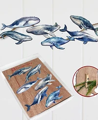 Designocracy Holiday Wooden Clip-On Ornaments Humpback Whales Set of 6 G. DeBrekht