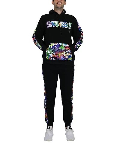 Galaxy By Harvic Men's Fleece-Lined Pullover Hoodie and Jogger Sweatpants, 2 Piece Set