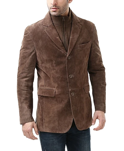 Bgsd Men Brett Three-Button Suede Leather Blazer