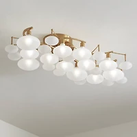 Possini Euro Design Lilypad Modern Ceiling Light Semi Flush Mount Fixture 30 1/4" Wide Warm Brass 12-Light Frosted Glass Shade for Bedroom Living