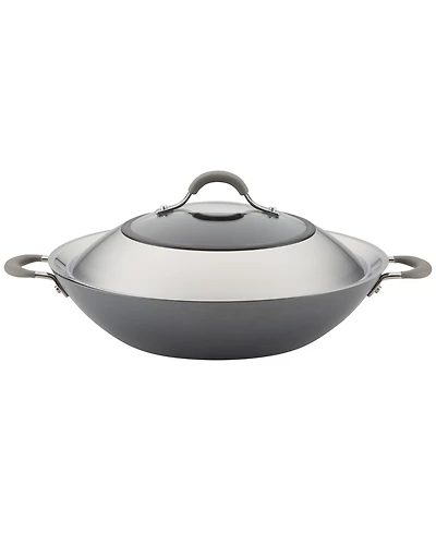 Circulon Elementum Hard-Anodized Aluminum Nonstick 14" Wok with Side Handles and Lid