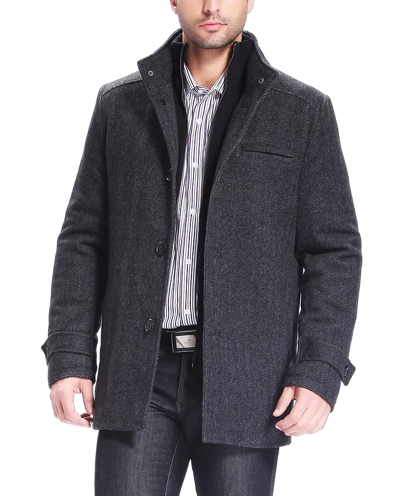 Bgsd Men Samuel Herringbone Wool Blend Bibbed Car Coat