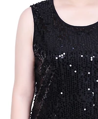 Ny Collection Petite Sleeveless Sequined Tank with Combo Banding Top