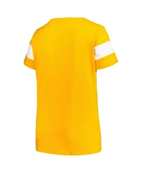 Women's Profile Heather Tennessee Orange Volunteers Plus Arched City Sleeve Stripe V-Neck T-shirt