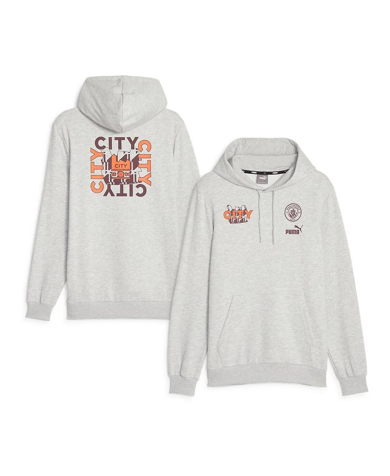 Men's Puma Heather Gray Manchester City FtblCore Graphic Pullover Hoodie