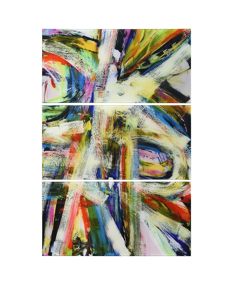 Empire Art Direct "Rock Star I Abc" Frameless Free Floating Tempered Glass Panel Graphic Wall Art Set of 3, 72" x 36" x 0.2" Each