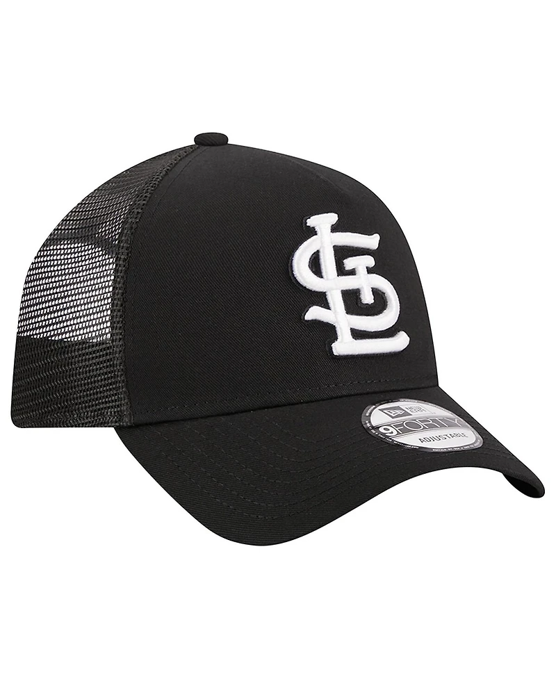 Men's New Era Black St. Louis Cardinals A-Frame 9FORTY Trucker Adjustable Hat