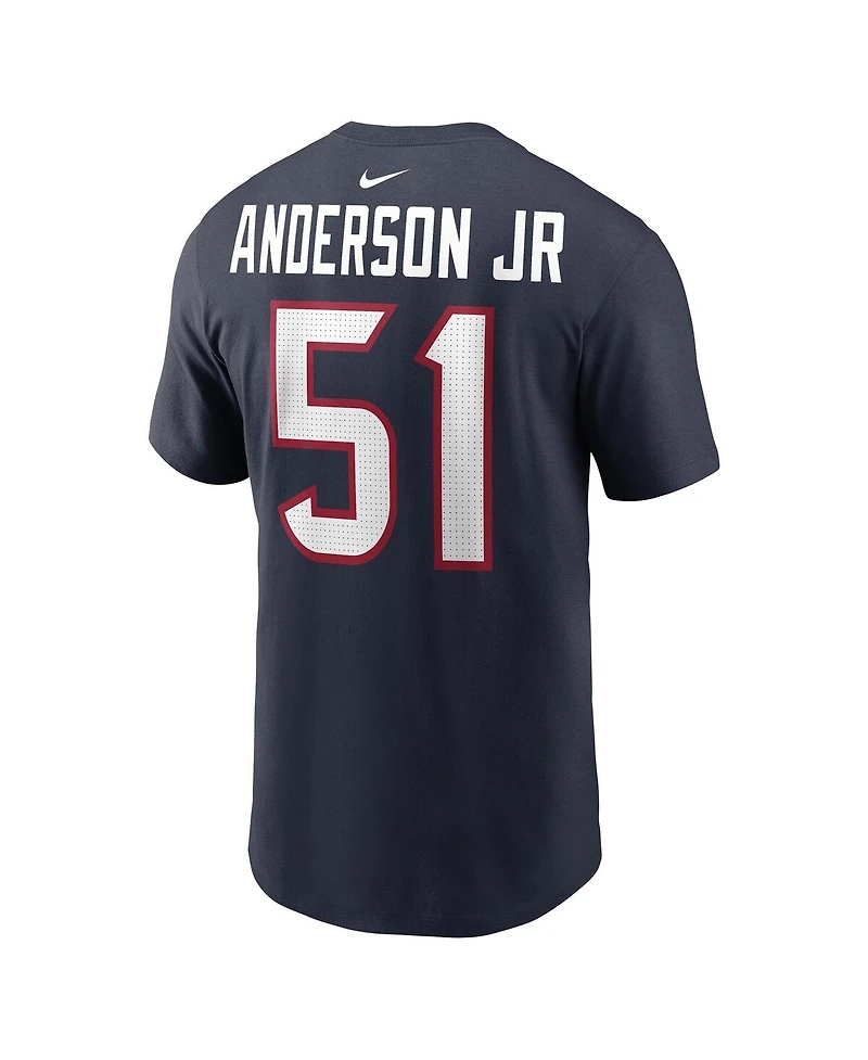 Men's Nike Will Anderson Jr. Navy Houston Texans 2023 Nfl Draft First Round Pick Player Name and Number T-shirt