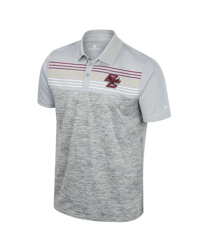Men's Colosseum Gray Boston College Eagles Cybernetic Polo Shirt