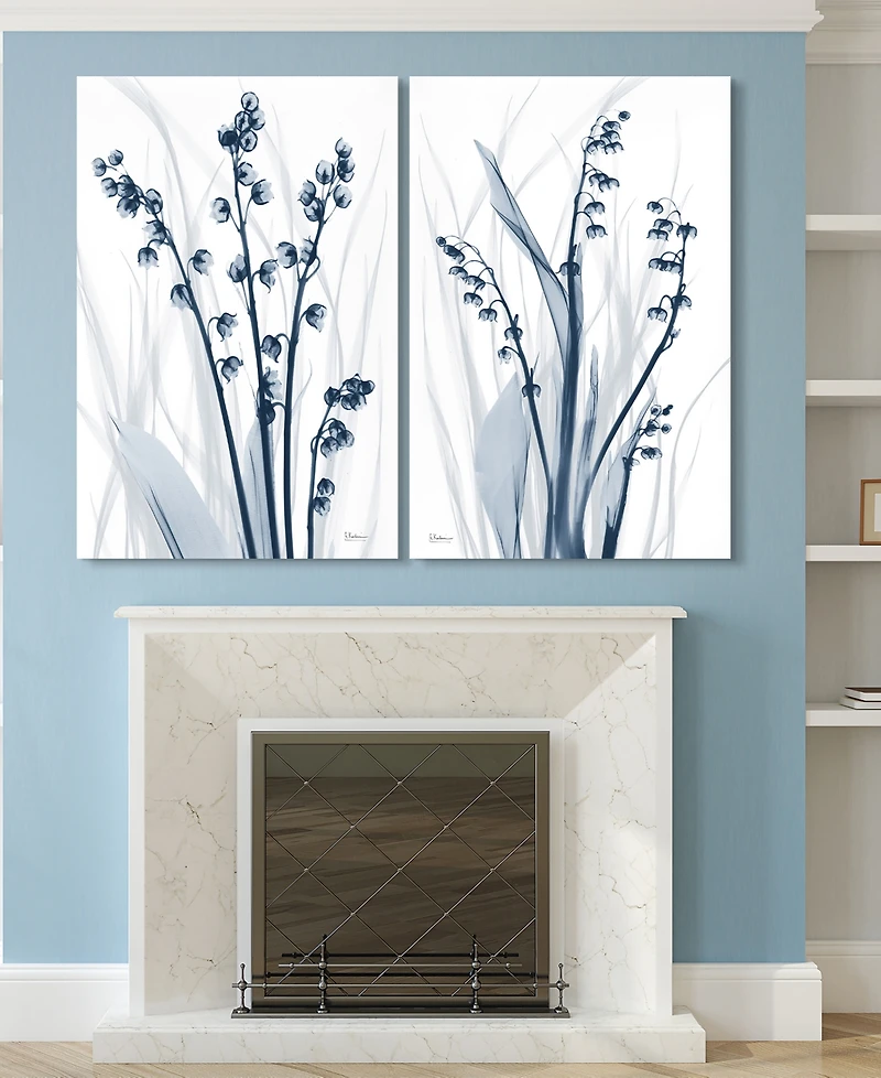 Empire Art Direct Radiant Blues 1 2 Frameless Free Floating Tempered Glass Panel Graphic Wall Art, 48" x 32" x 0.2" each