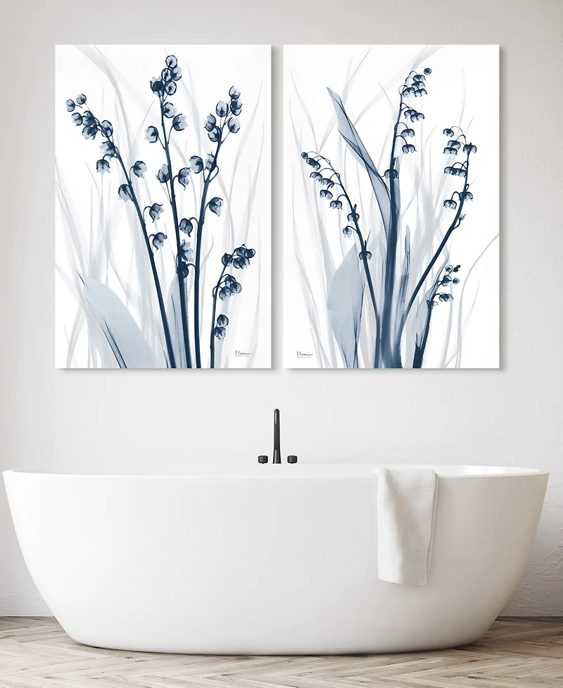 Empire Art Direct Radiant Blues 1 2 Frameless Free Floating Tempered Glass Panel Graphic Wall Art, 48" x 32" x 0.2" each