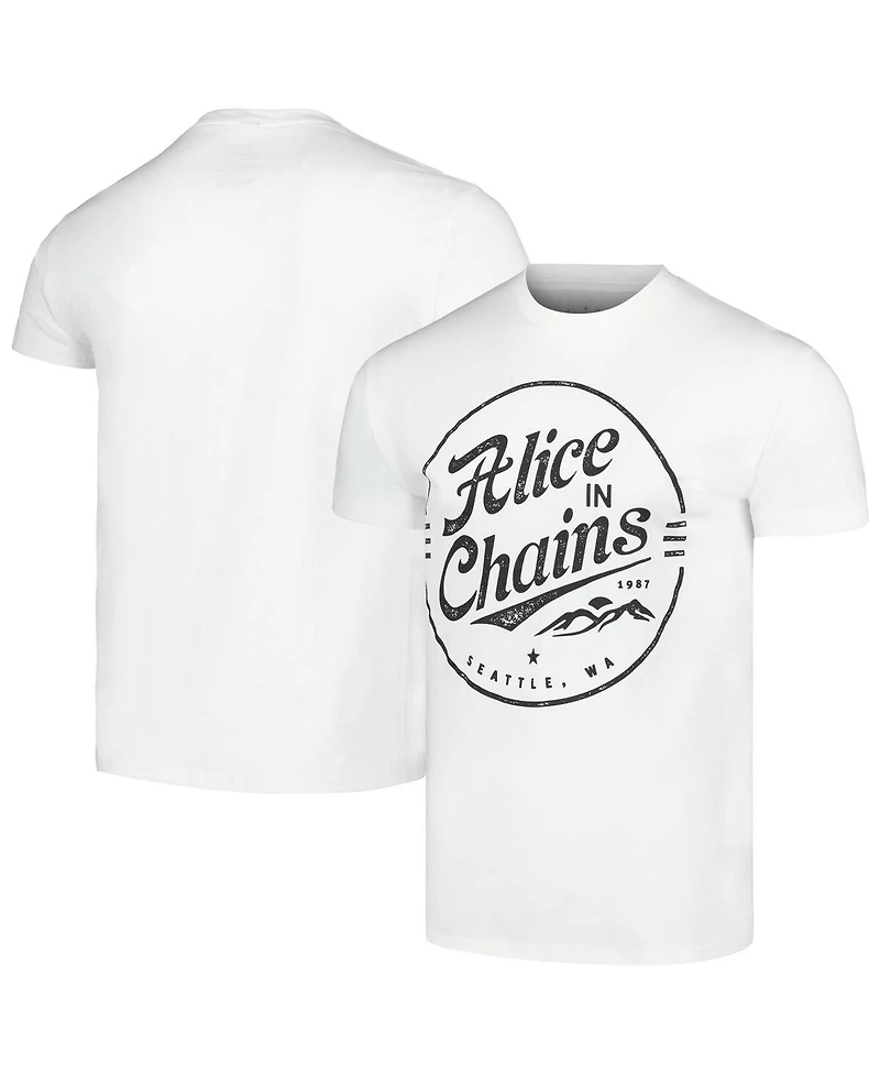 Men's White Alice in Chains Seattle Stamp T-shirt