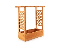 Raised Garden Bed with Trellis or Climbing Plant and Pot Hanging-Natural