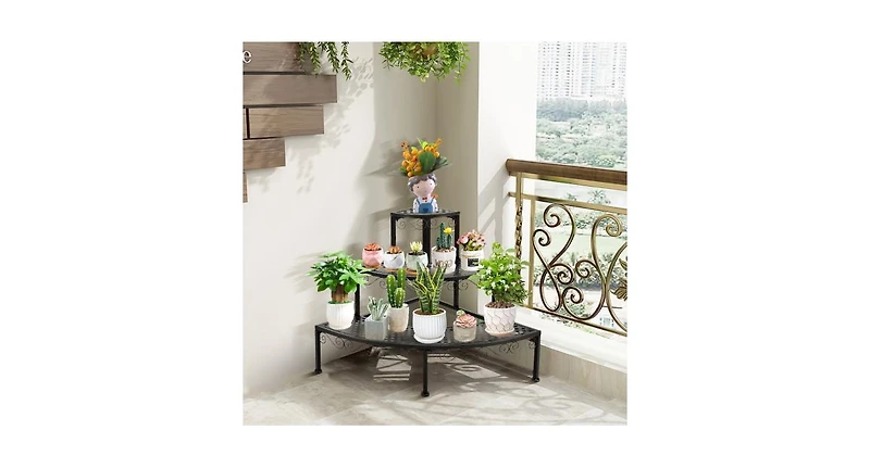 3-Tier Corner Metal Flower Ladder Plant Stand