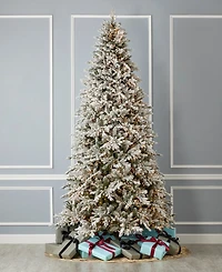 Seasonal Dandan Flocked Pine 7.5' Flocked Pe Mixed Pvc Tree with Metal Base, 3936 Tips, 2200 Lights, Ez-Connect, Remote, Storage Bag