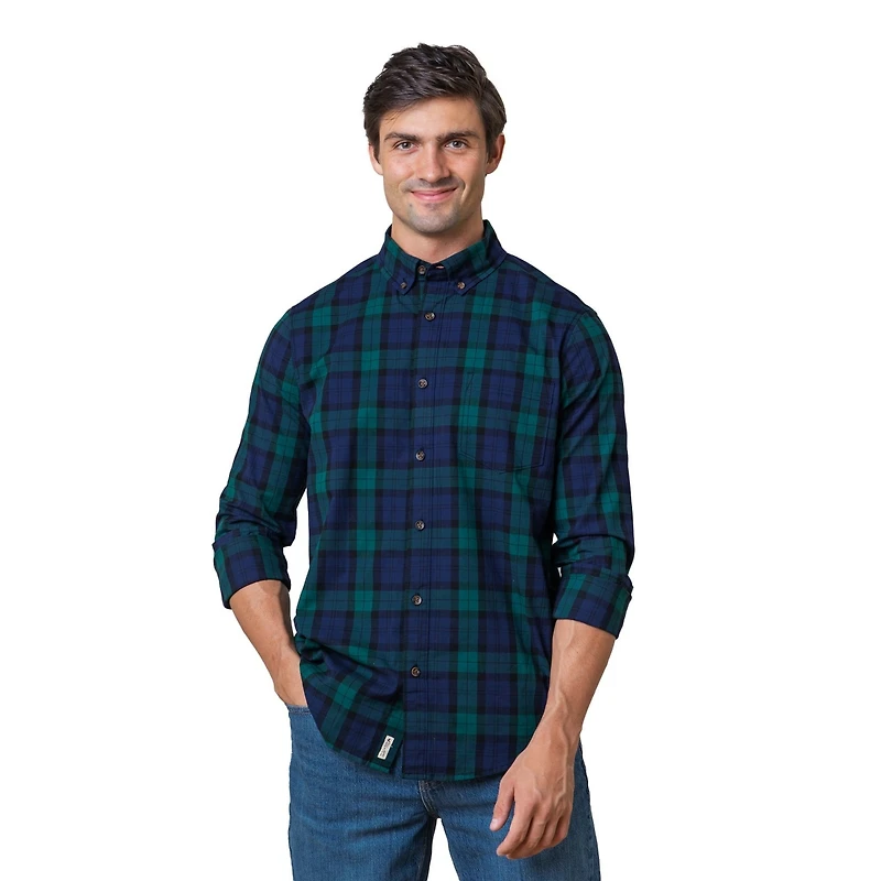 Hope & Henry Men's Organic Long Sleeve Stretch Poplin Button Down Shirt