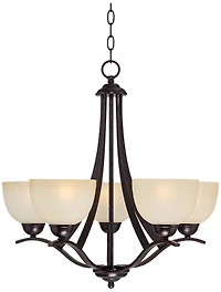 Regency Hill Airington Bronze Pendant Chandelier 23" Wide Rustic Scrolling Arms Indian Scavo Glass 5-Light Fixture for Dining Room Home Kitchen I