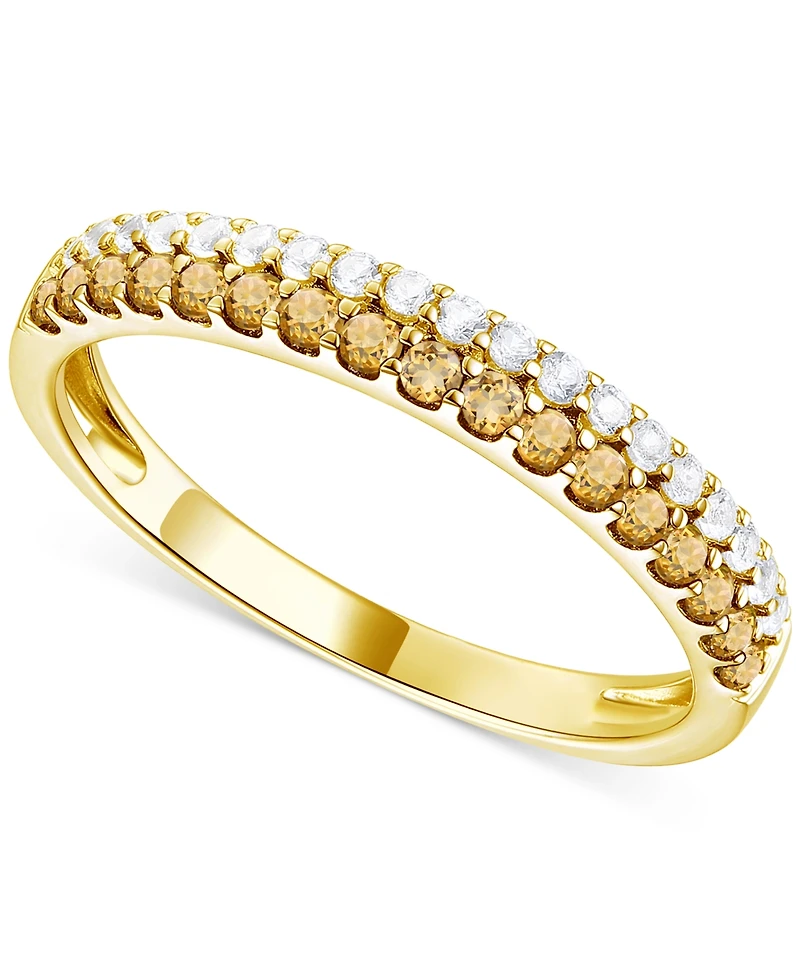 Amethyst (1/4 ct. t.w.) & Lab-Grown White Sapphire Two Row Stack Ring 14k Gold-Plated Sterling Silver (Also Additional Gemstones)