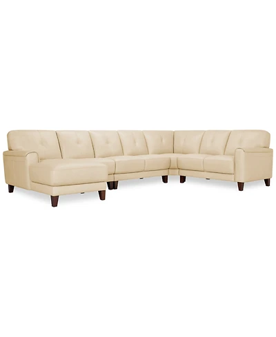 Closeout! Ashlinn 144" 5-Pc. Pastel Leather Sectional, Created for Macy's