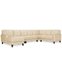 Closeout! Ashlinn 144" 5-Pc. Pastel Leather Sectional, Created for Macy's