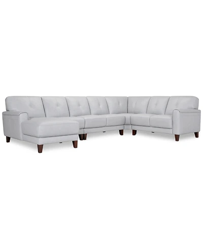 Closeout! Ashlinn 144" 5-Pc. Pastel Leather Sectional, Created for Macy's