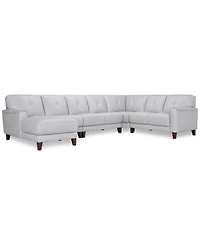 Closeout! Ashlinn 144" 5-Pc. Pastel Leather Sectional, Created for Macy's