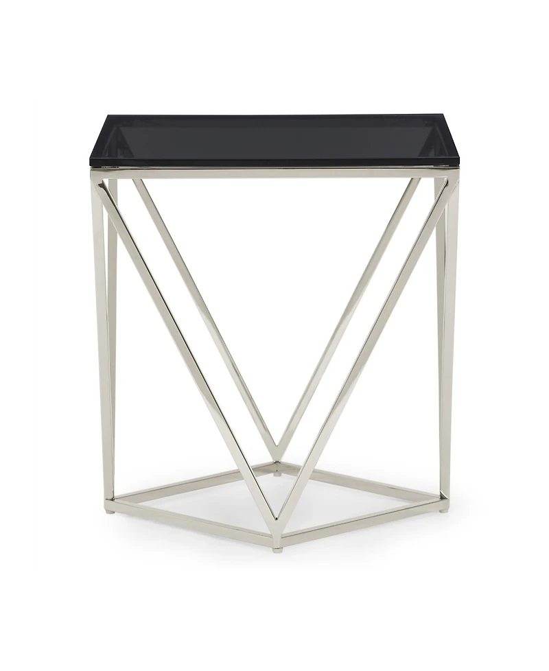 Aria 22" Smoked Glass and Polished Stainless Steel End Table
