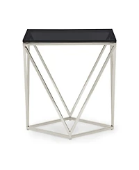 Aria 22" Smoked Glass and Polished Stainless Steel End Table