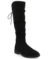 Journee Collection Womens Mirinda Regular Wide Calf Rouched Stretch Knee High Boots