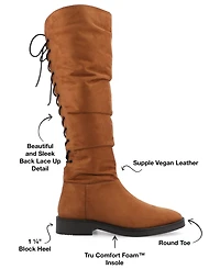 Journee Collection Women's Mirinda Wide Calf Rouched Stretch Knee High Boots