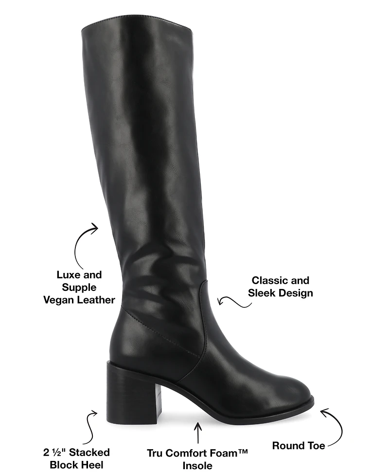 Journee Collection Women's Romilly Round Toe Block Heel Knee High Boots
